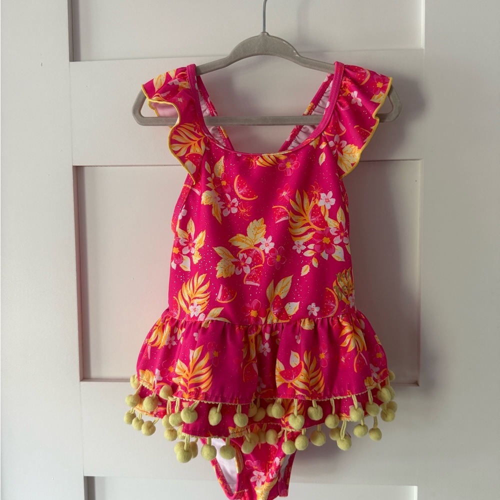 Betsey Johnson Pink Floral Ruffle Swimsuit